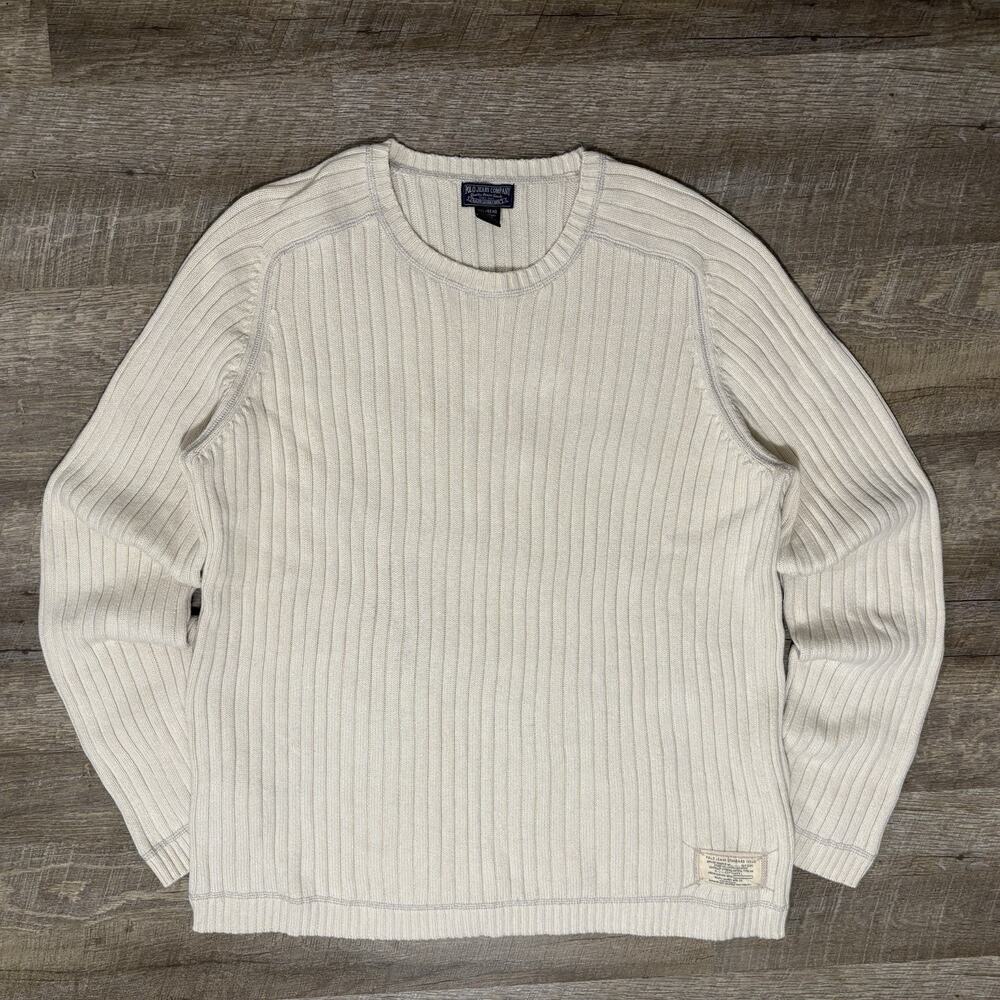 Polo Ralph Lauren Ribbed Sweater Men's XXL Eggshell White Knit Cotton Oversized